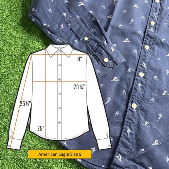 American Eagle Long Sleeve Button Down Seriously Soft Blue Skier Shirt Size S - Picture 2 of 11